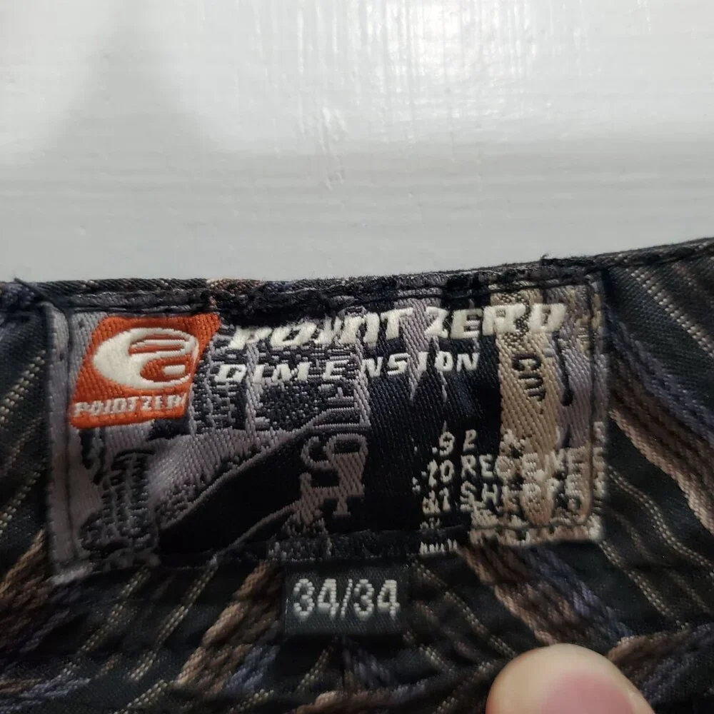 Point Zero Dimension Men's Y2K Black Pinstripe Flat Front Khaki Chino Pant 34x34